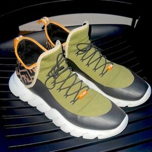 Fendi Men's Green and Black Sneakers